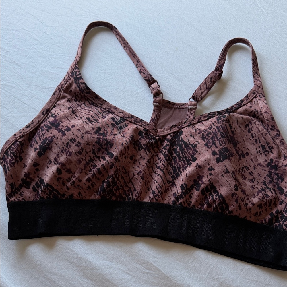 PINK Victoria's Secret Brown Snake Print Sports Bra
